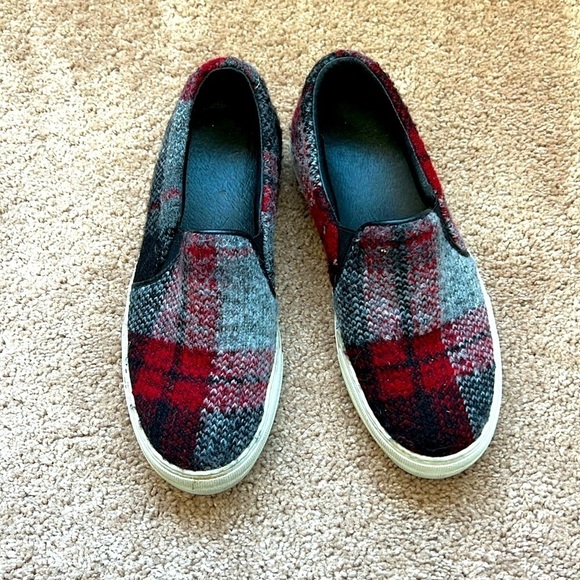 Joshua Sanders Fleece Plaid Slip On Sneakers - Picture 1 of 6